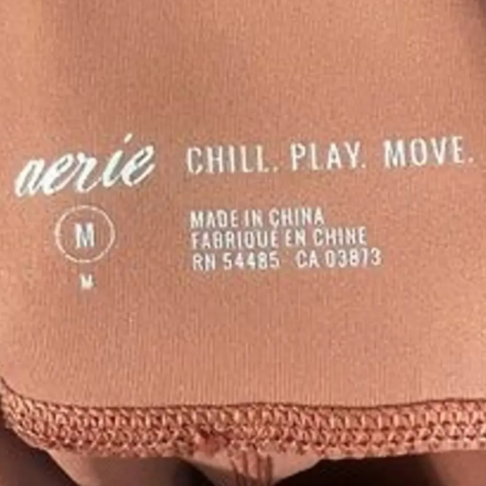 Aerie Bike Shorts Womens M Rust High Waist Pockets Activewear Athleisure Fitness - Picture 5 of 5